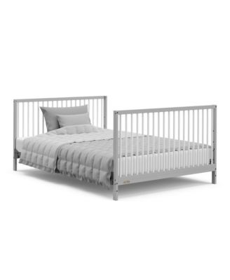 29.33" Pine Wood Teddi 5-in-1 Convertible Crib with Drawer Pebble Gray & White Baby Bed for Nursery