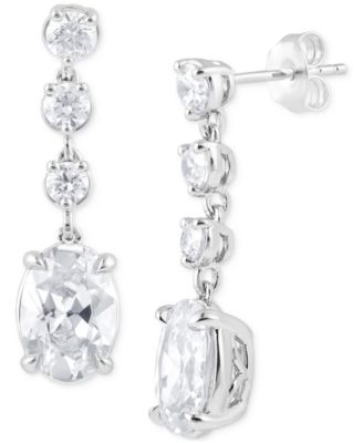 Badgley Mischka - Lab Grown Diamond Oval & Round Drop Earrings (5 ct. t.w.) in 14k White Gold