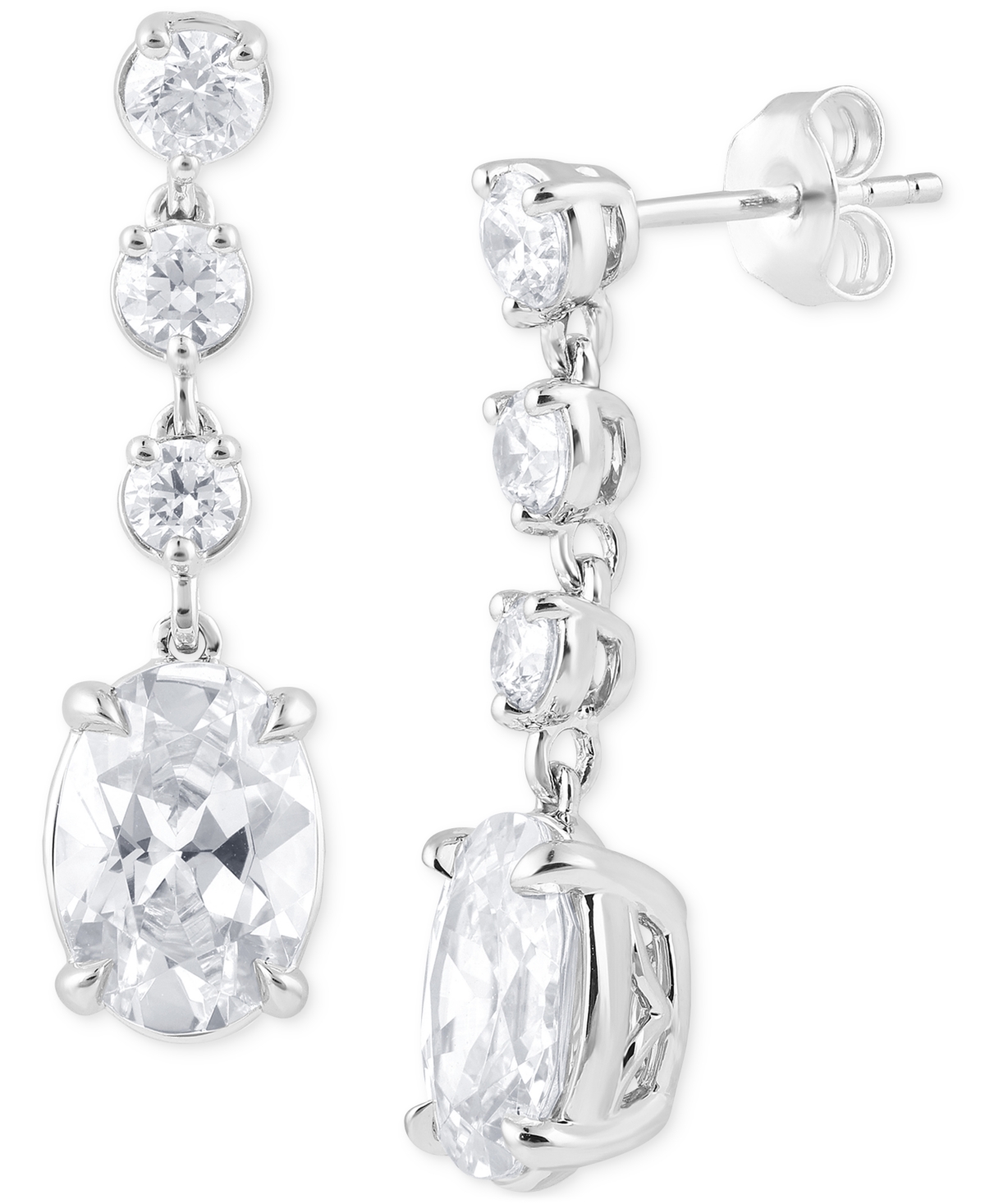 Lab Grown Diamond Oval & Round Drop Earrings (5 ct. t.w.) in 14k White Gold - White Gold