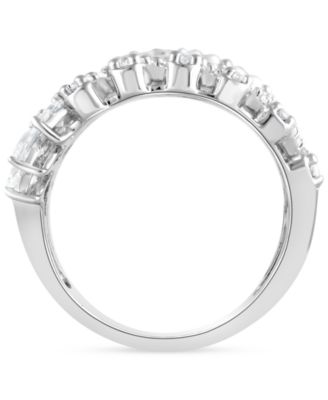 Lab Grown Diamond Pear & Round Multirow Statement Ring (5 ct. t.w.) in 14k White Gold