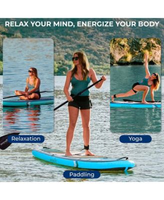 Inflatable Stand-Up Paddle-Board with Double-Action Hand Pump, 3-Piece Aluminum Paddle, Leash, Removable Fin + 2 Side Fins