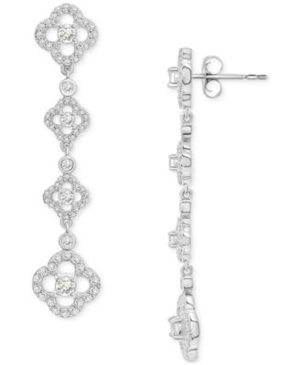 Diamond Clover Drop Earrings (1-1/2 ct. t.w.) in 14k White Gold, Exclusively at Macy's