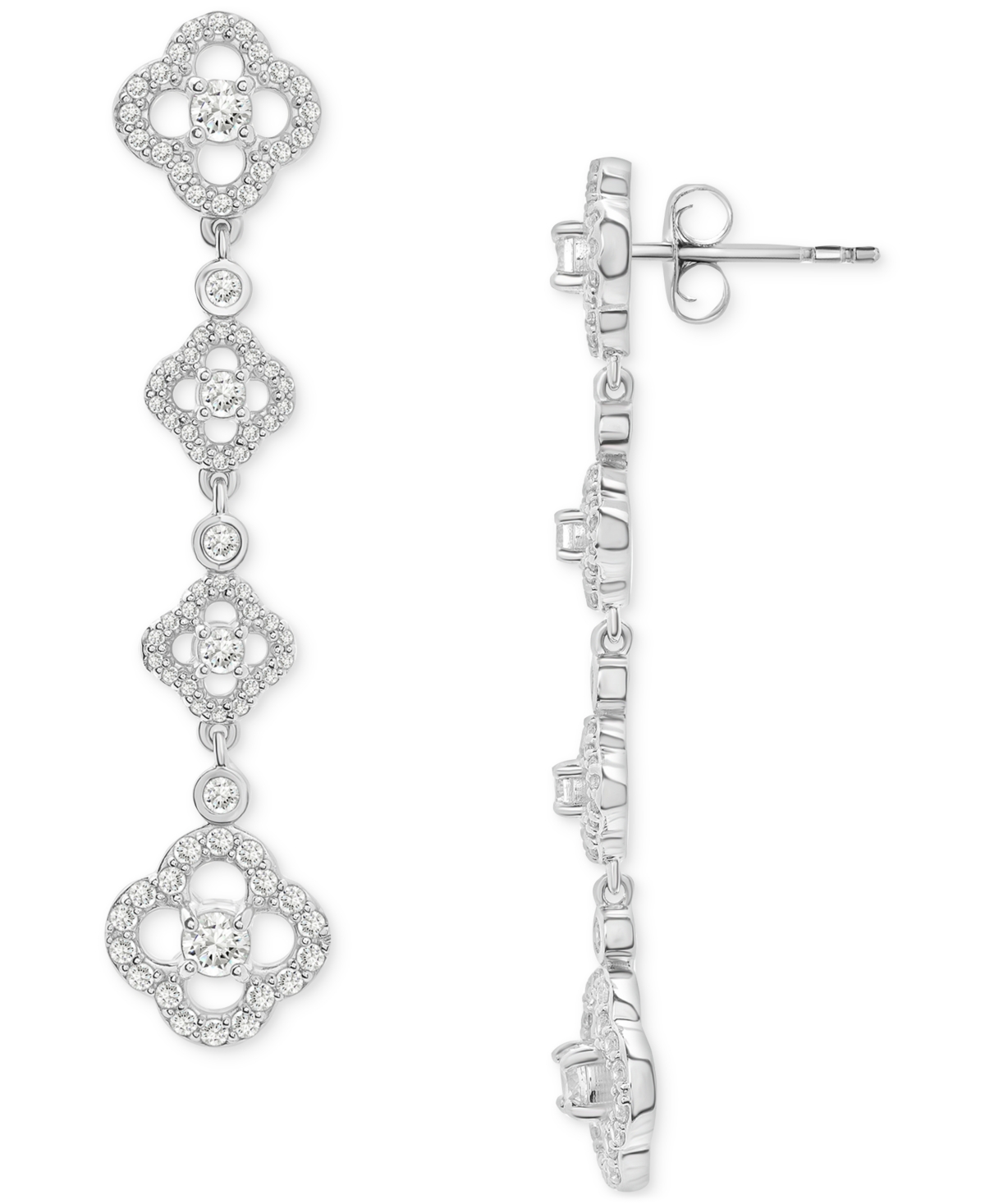 Wrapped In Love Diamond Clover Drop Earrings (1-1/2 Ct. T.w.) In 14k White Gold, Exclusively At Macy's In Gold