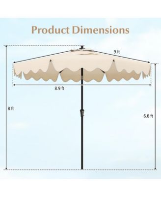 9 Feet Patio Umbrella with Crank Handle and Push Button Tilt