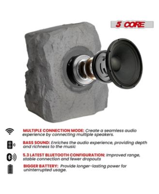 Rock Speaker Outdoor Waterproof Bluetooth Garden Speakers Solar & USB Charging RGB Colors for Patio Pool & Home