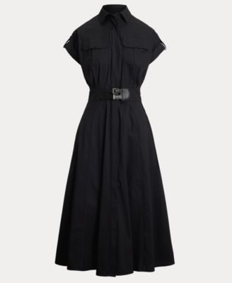 Women's Buckle-Trim Cotton-Blend Shirtdress