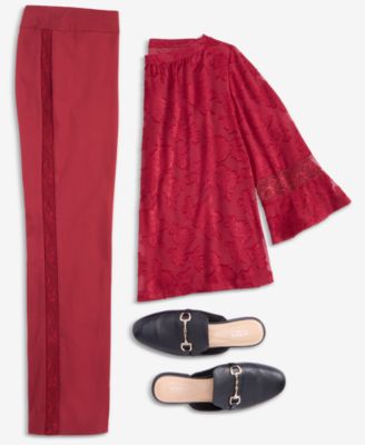 Women's Jacquard Lace Blouse & Lace Panel Pants