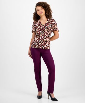 Petite Short-Sleeve Dot-Print Shirt