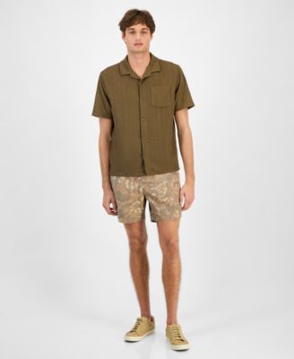Men's Textured Chevron Knit Short Sleeve Button-Front Camp Shirt, Created for Macy's
