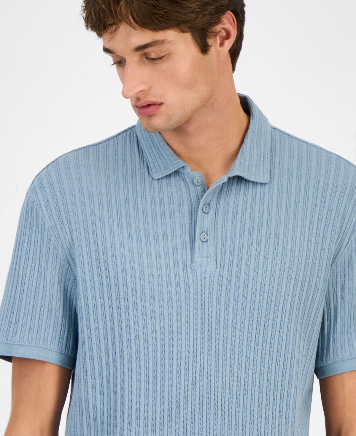 Sun + Stone Men's Rocco Textured Polo Shirt, Exclusively At Macy's In Blue