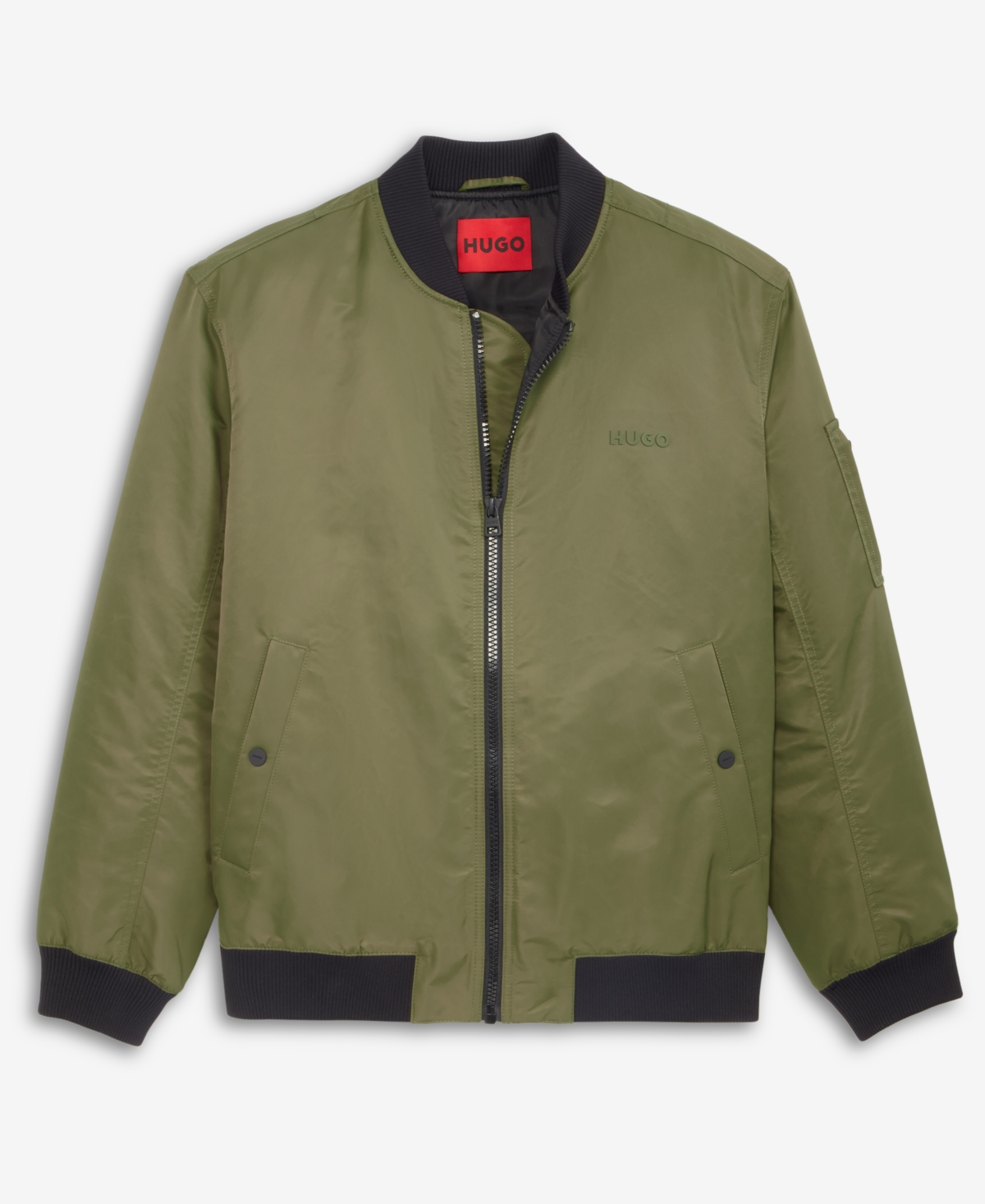 Hugo Boss Hugo By  Men's Baken2435 Slim-fit Satin Bomber Jacket In Black