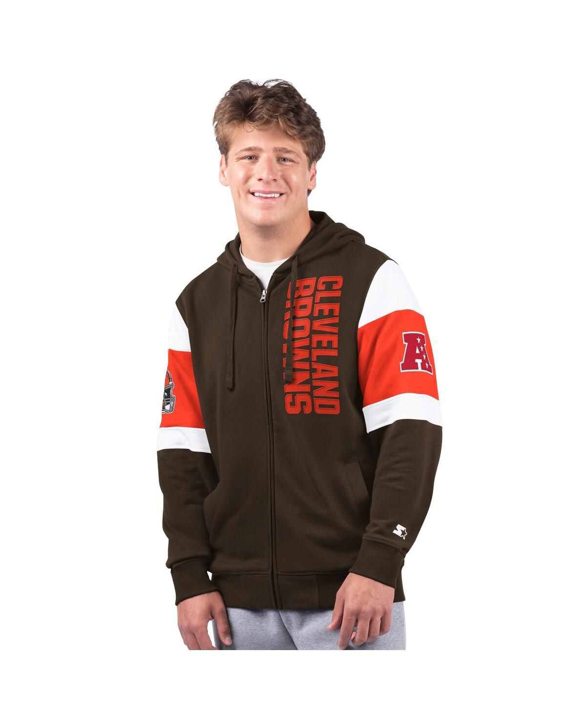 Мужская коричневая толстовка Cleveland Browns Extreme с капюшоном на молнии