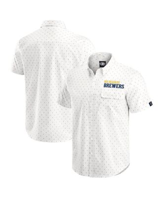 Fanatics - Men's Cream Milwaukee Brewers Printed Button-Down Shirt