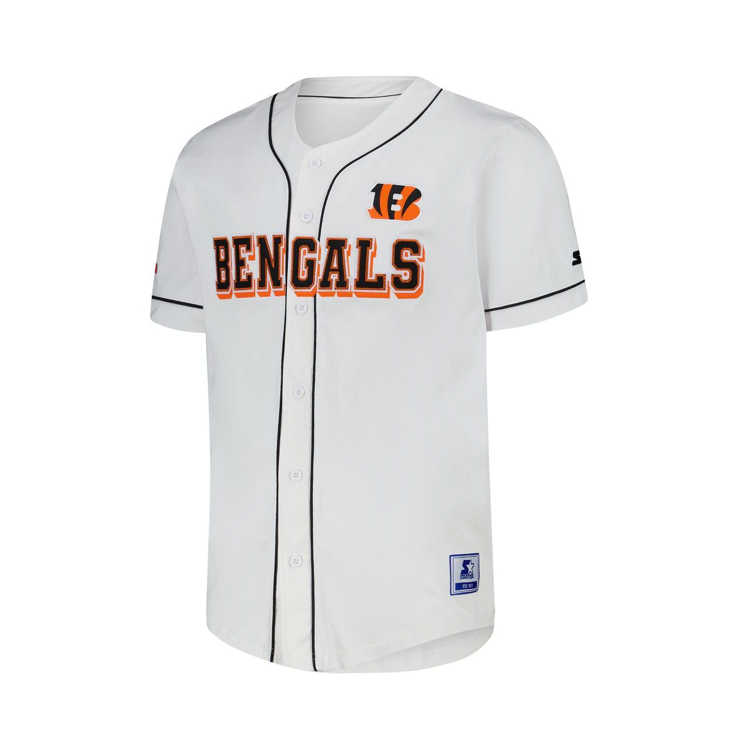 Мужской топ Starter White Cincinnati Bengals Relay Full-Button Baseball Jersey — фото 2