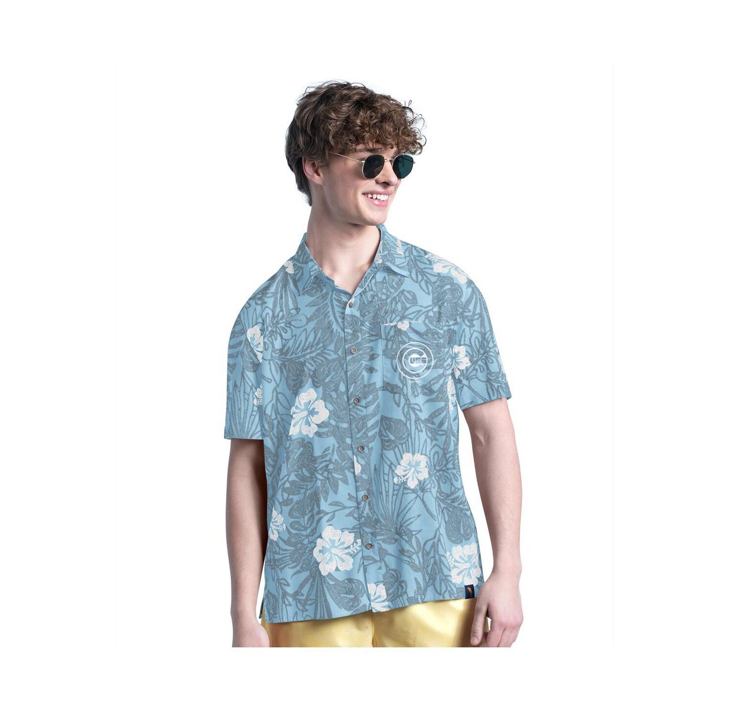 Men's Blue Chicago Cubs Palm Shade Party Button-Up Shirt