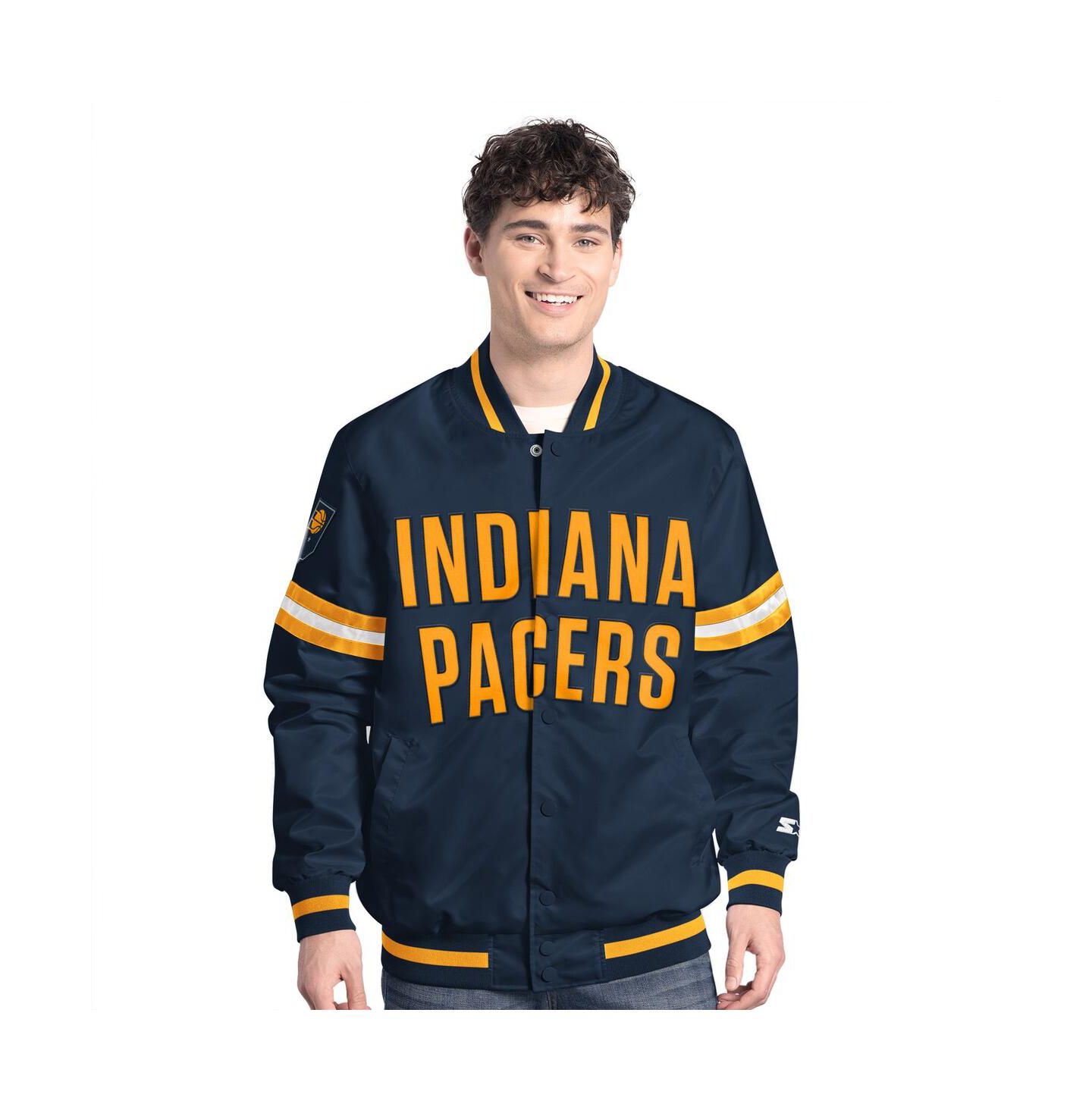 Мужская куртка Starter Navy/Gold Indiana Pacers Scout Full Snap Varsity — фото 1