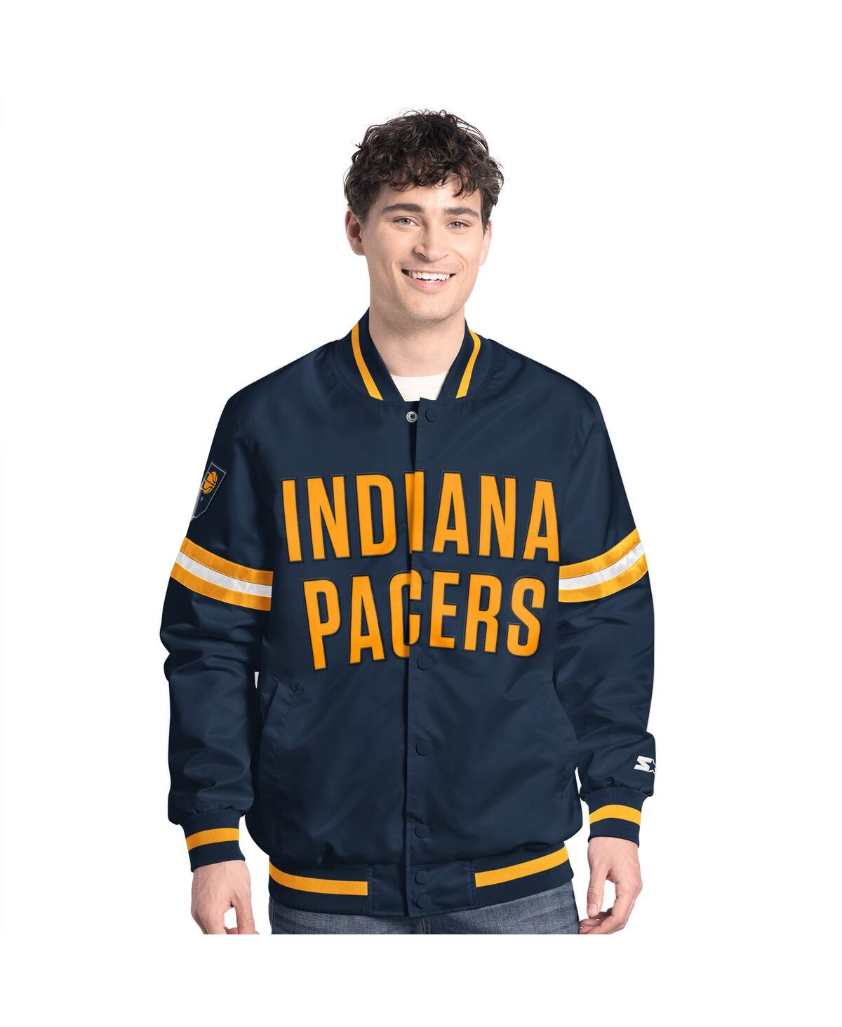 Men's Navy/Gold Indiana Pacers Scout Full Snap Varsity Jacket - Navy, Gold