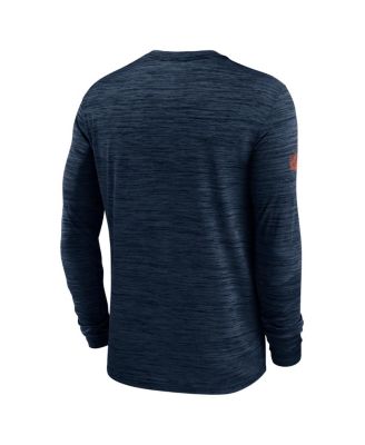 Men's Navy Denver Broncos Sideline Velocity Performance Long Sleeve T-Shirt