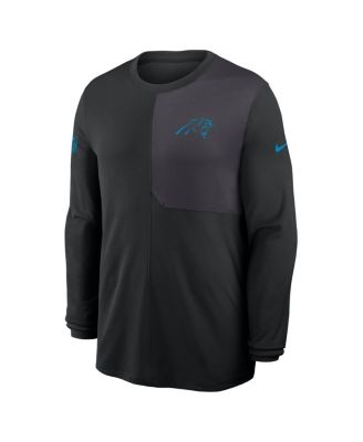 Men's Black Carolina Panthers Sideline Coach UV Performance Long Sleeve T-Shirt
