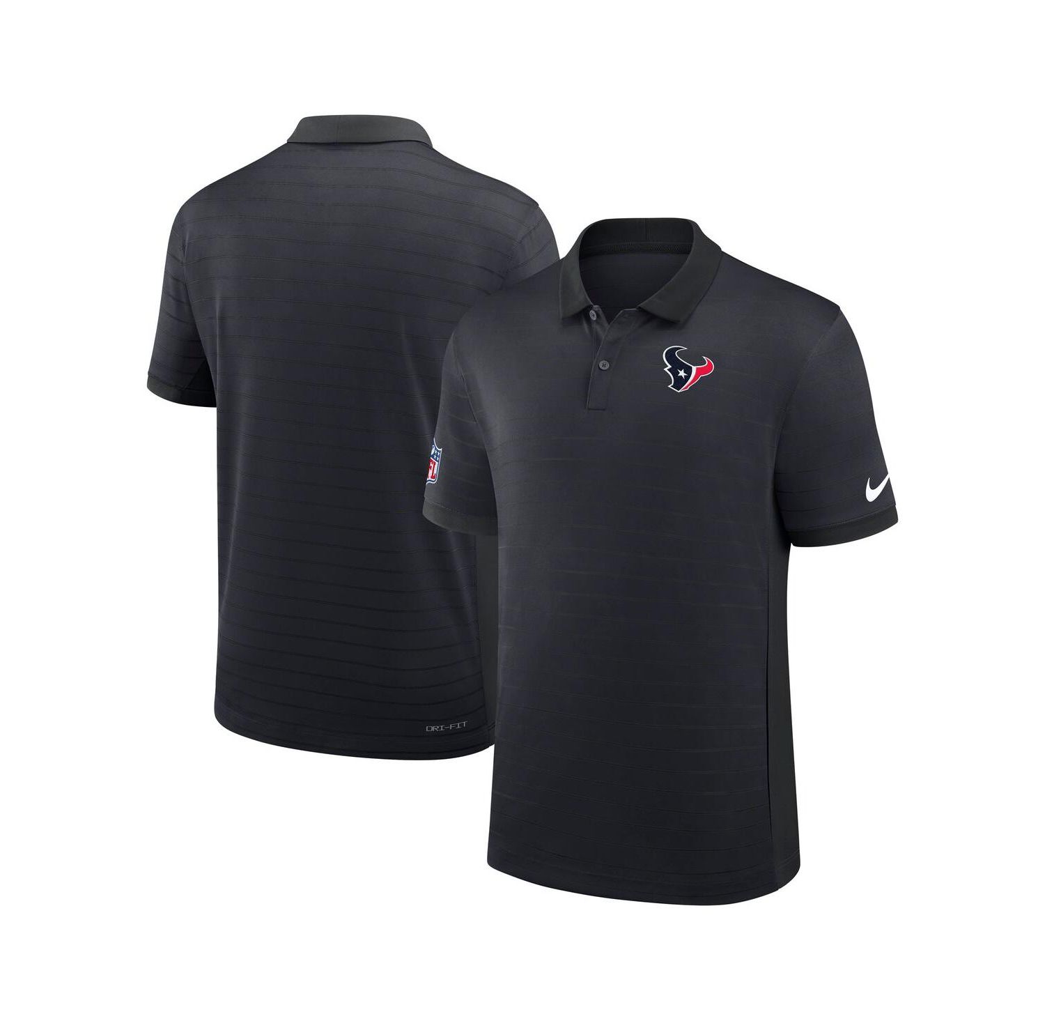 Men's Navy Houston Texans Sideline Victory Stripe Performance Polo Shirt