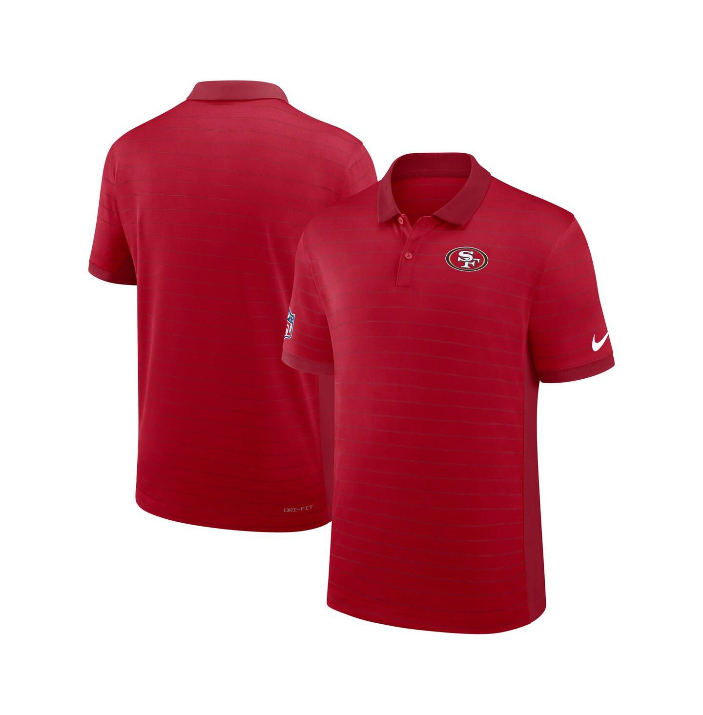 Мужское поло Nike Scarlet San Francisco 49ers Sideline Victory Stripe Performance Polo Shirt — фото 1