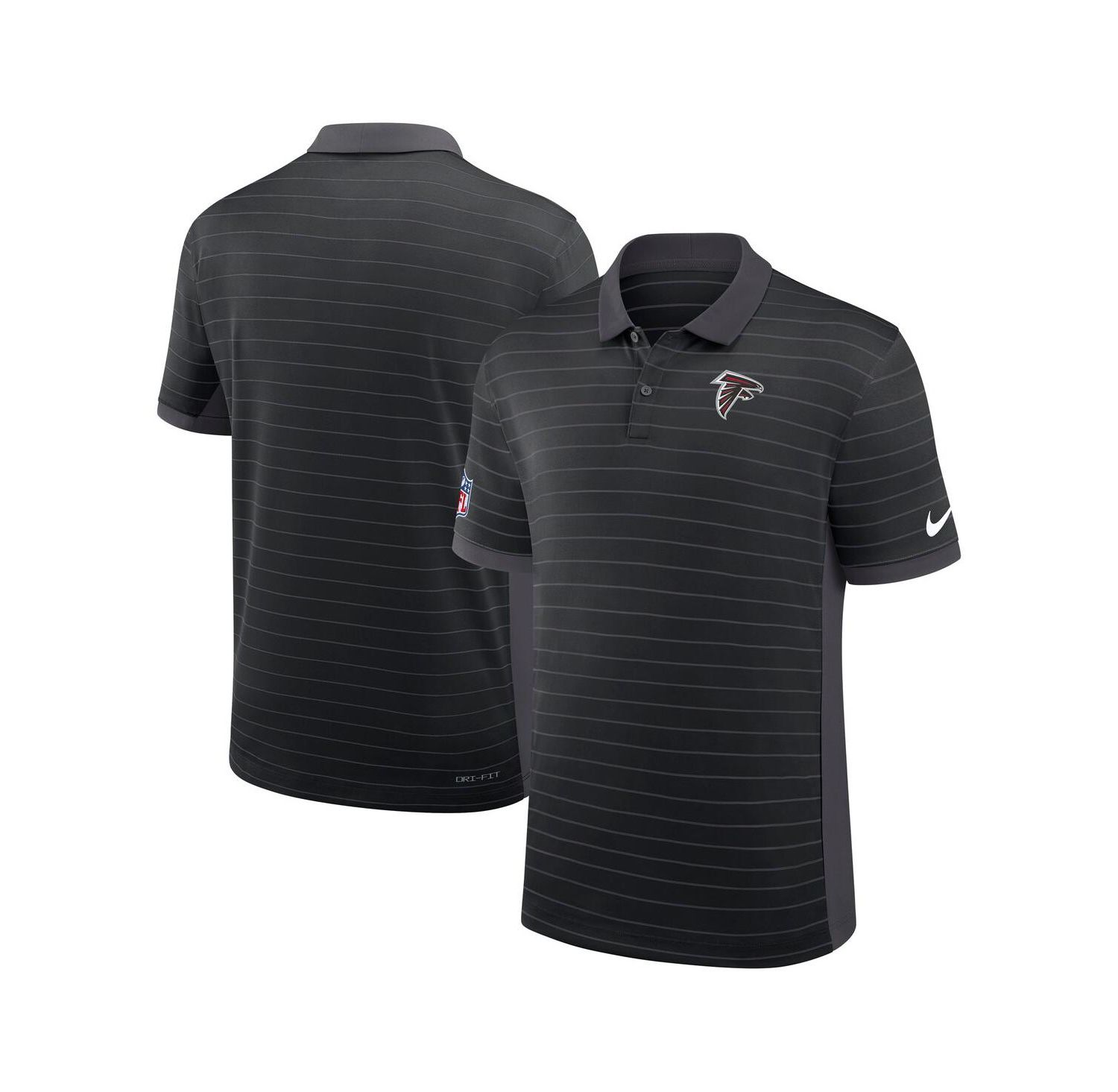 Men's Black Atlanta Falcons Sideline Victory Stripe Performance Polo Shirt