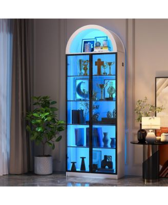 76" 8-Tier Display Cabinet with 3-Color Motion LED