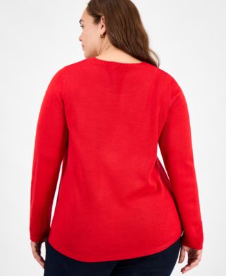 Plus Size Candy-Tree Crewneck Sweater 