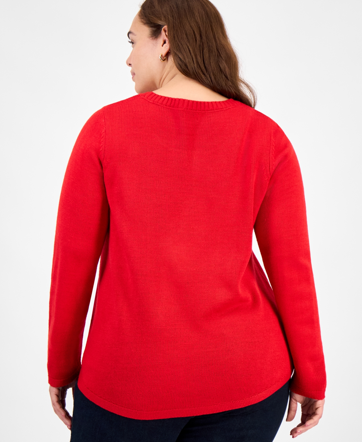 Holiday Lane Plus Size Candy-tree Crewneck Sweater In Red