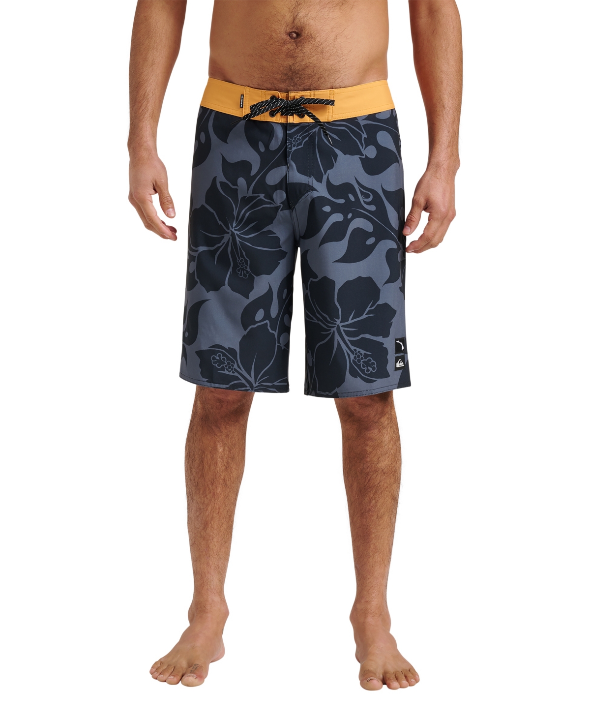 Men's Surfsilk Hibiscus Straight Boardshorts - Black