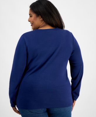 Plus Size Snowflake Graphic Long-Sleeve T-Shirt, Macy's Exclusive