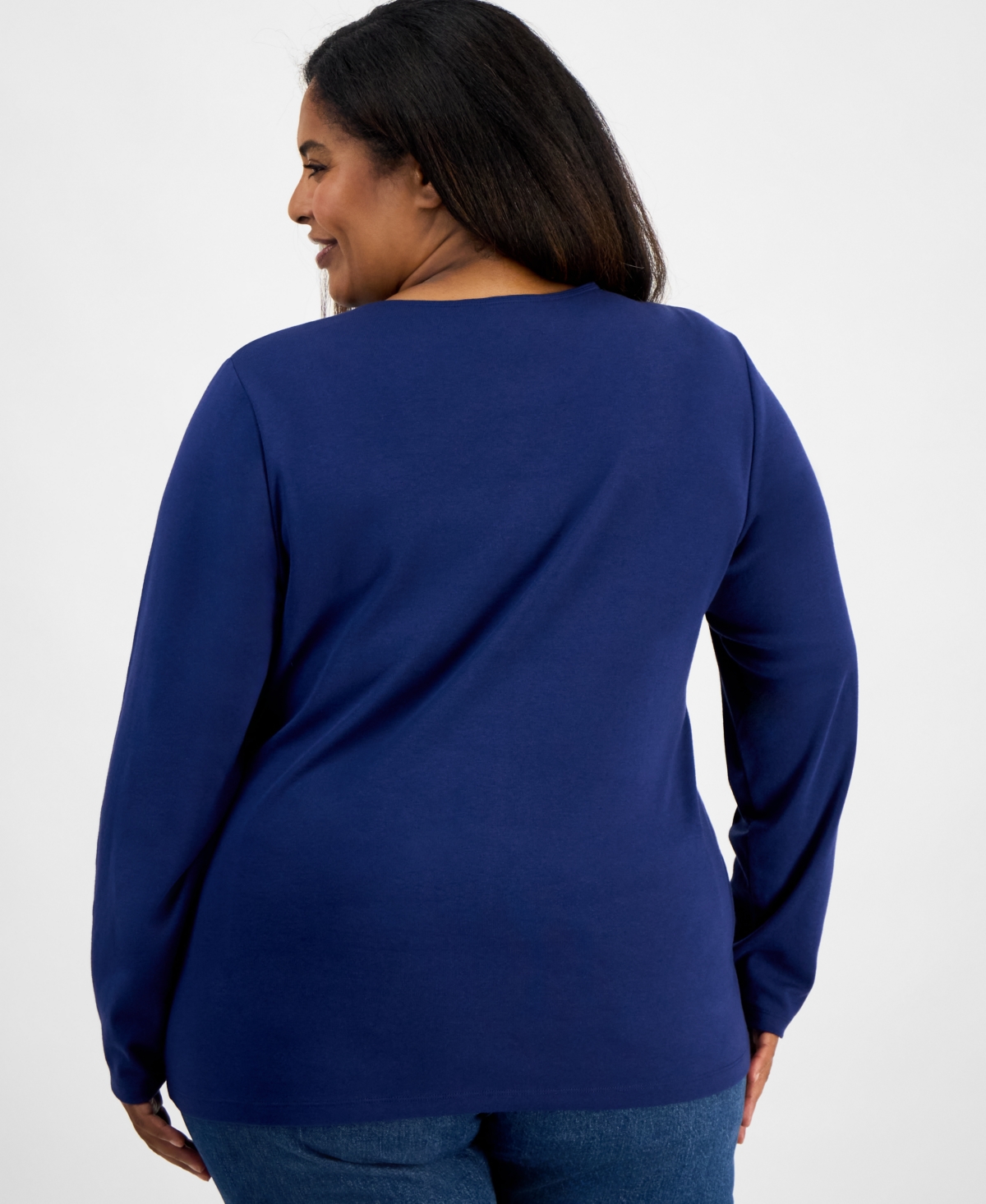 Holiday Lane Plus Snowflake Graphic Long-Sleeve T-Shirt, Macy's Exclusive