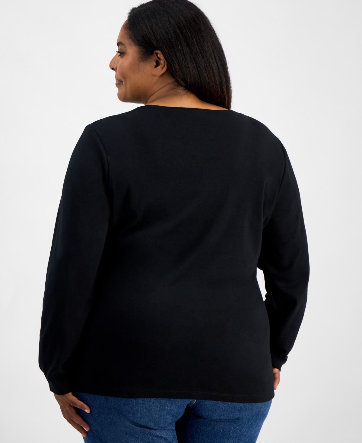 Holiday Lane Plus Size Holiday Truck Long-sleeve T-shirt, Macy's Exclusive In Black