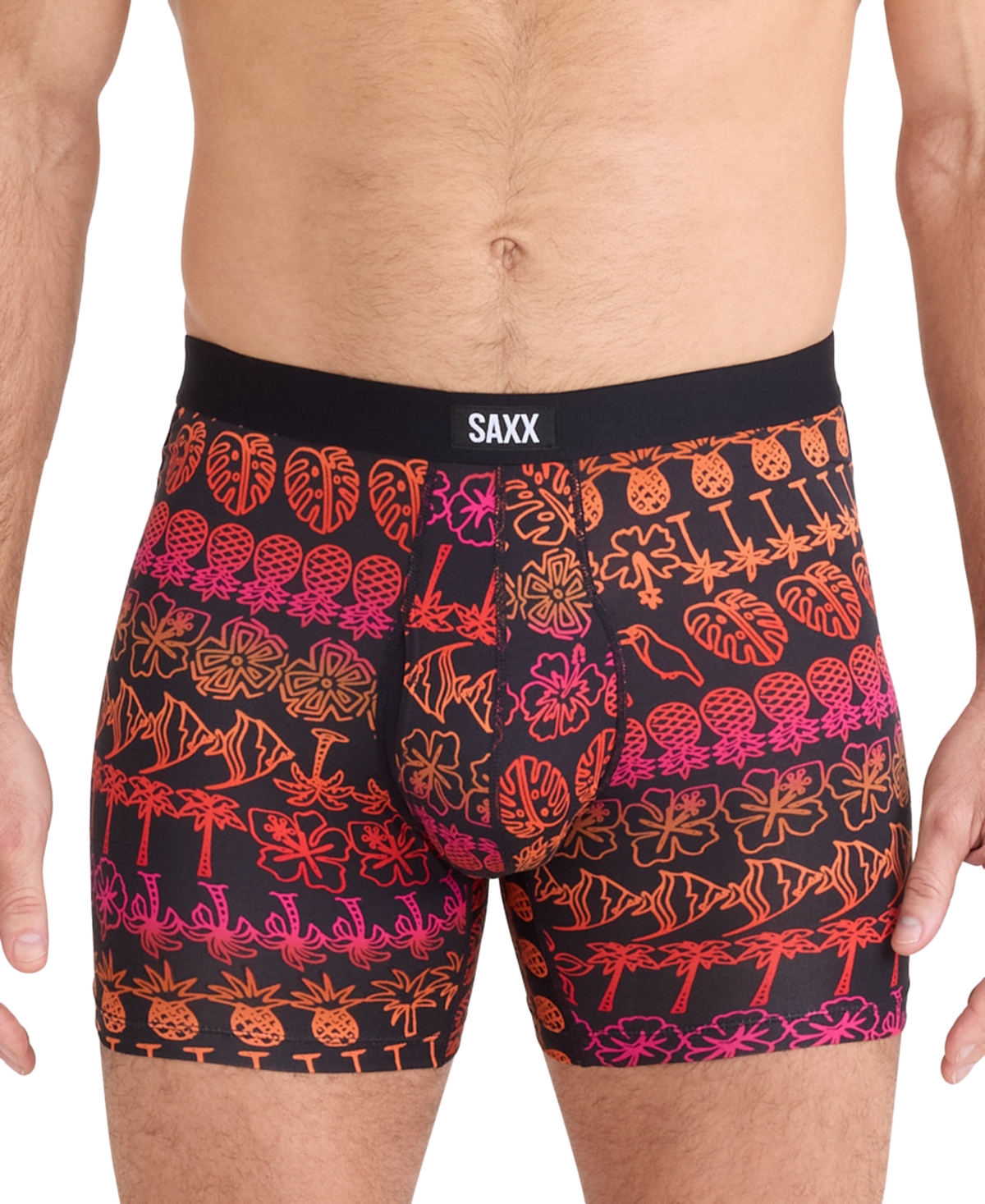Saxx Men's Daytripper Moisture-wicking Printed Boxer Briefs In Burgundy