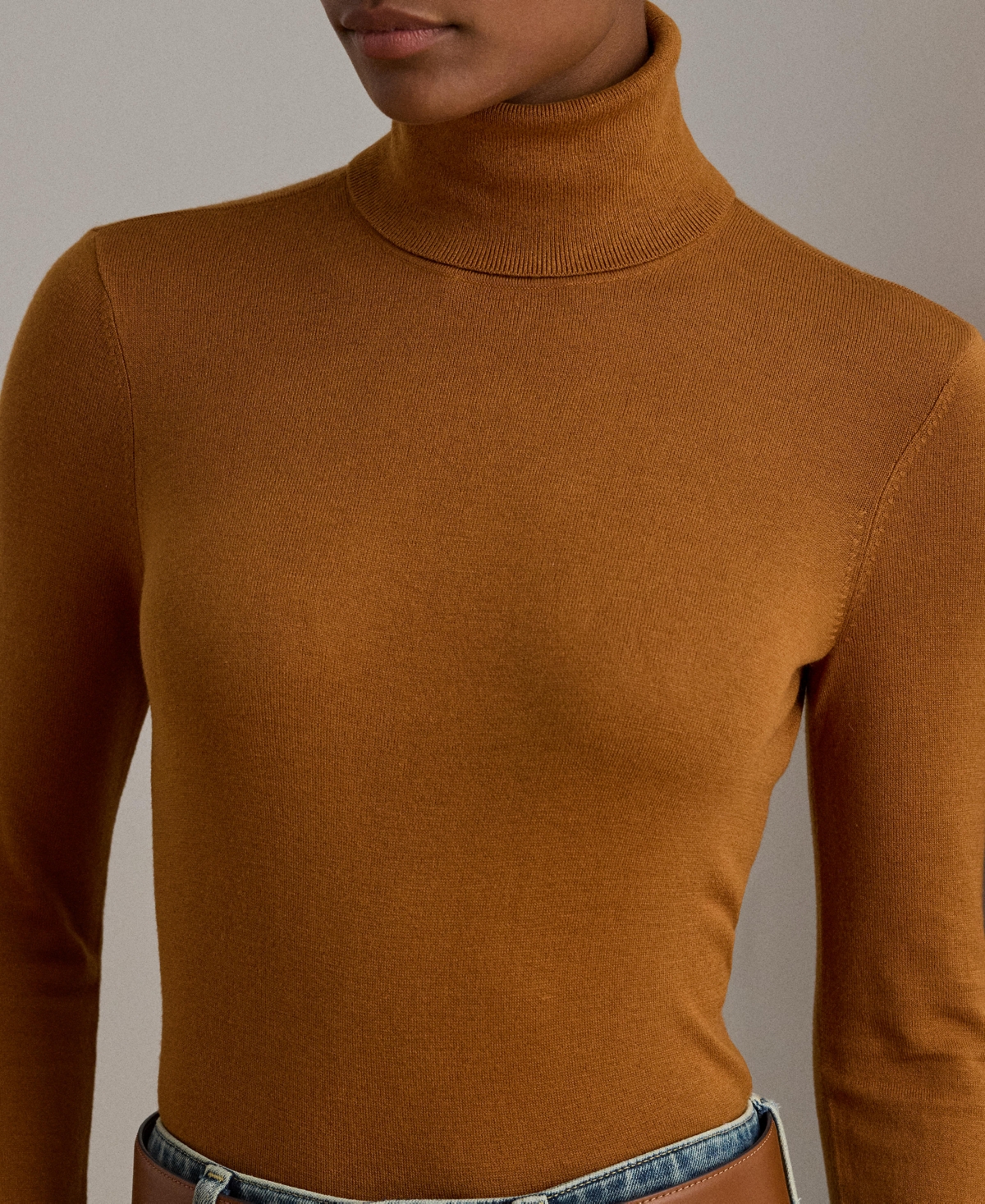Ralph Lauren Silk-blend Turtleneck Sweater In Brown