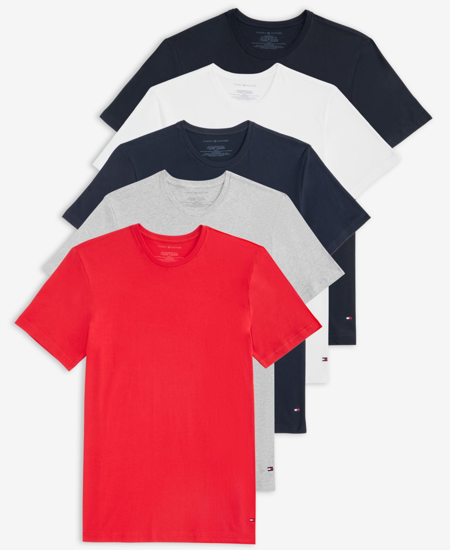 Мужские футболки Tommy Hilfiger Cotton Classic Crewneck T-Shirts, Pack of 5, цвет: Assorted Th Classics — фото 1