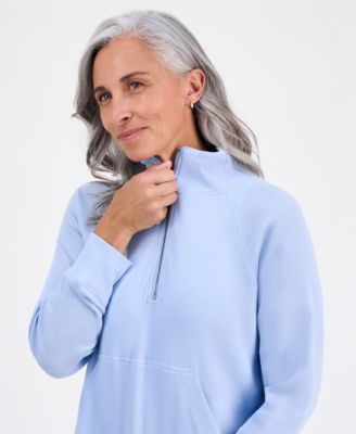 Petite Waffle-Knit Half-Zip Sweatshirt, Macy's Exclusive