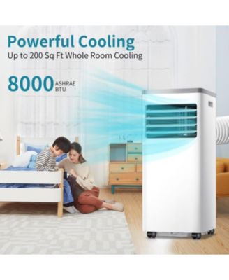 8,000 BTU Portable AC for Rooms up to 350 Sq.ft – Quiet, Remote Control, Digital Display, Easy Install Window Kit, Ideal for Home & Office