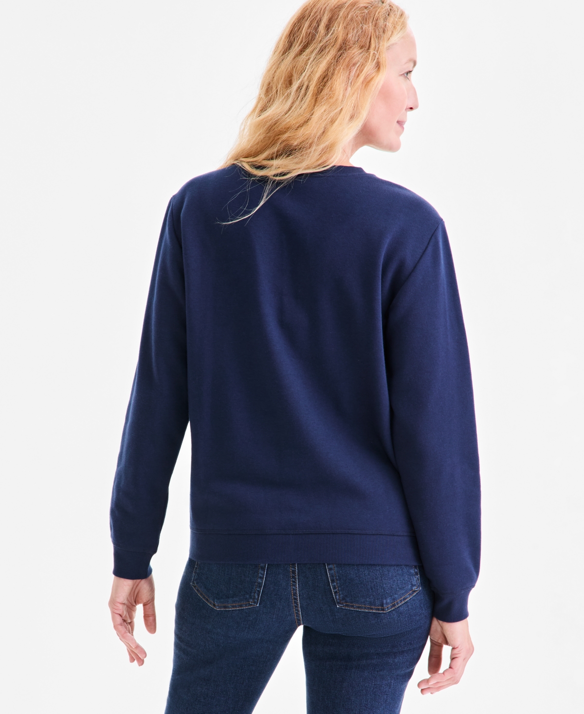 Style & Co Petite Placed Print Crewneck Sweatshirt, Macy's Exclusive In Blue