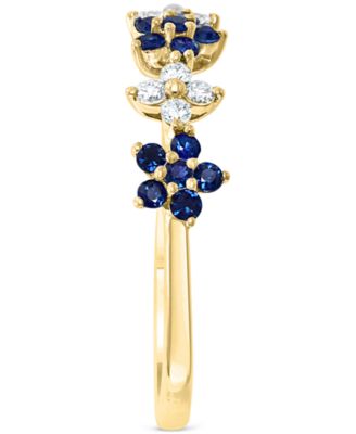 Ruby (3/8 ct. t.w.) & Diamond (1/6 ct. t.w.) Five Flower Ring in 14k Yellow Gold (Also in White Gold and Rose Gold)