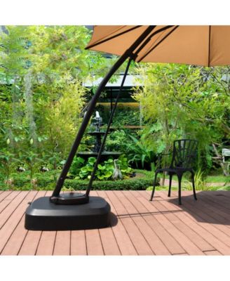 Patio Cantilever Offset Umbrella Base with Wheels for Garden Poolside Deck