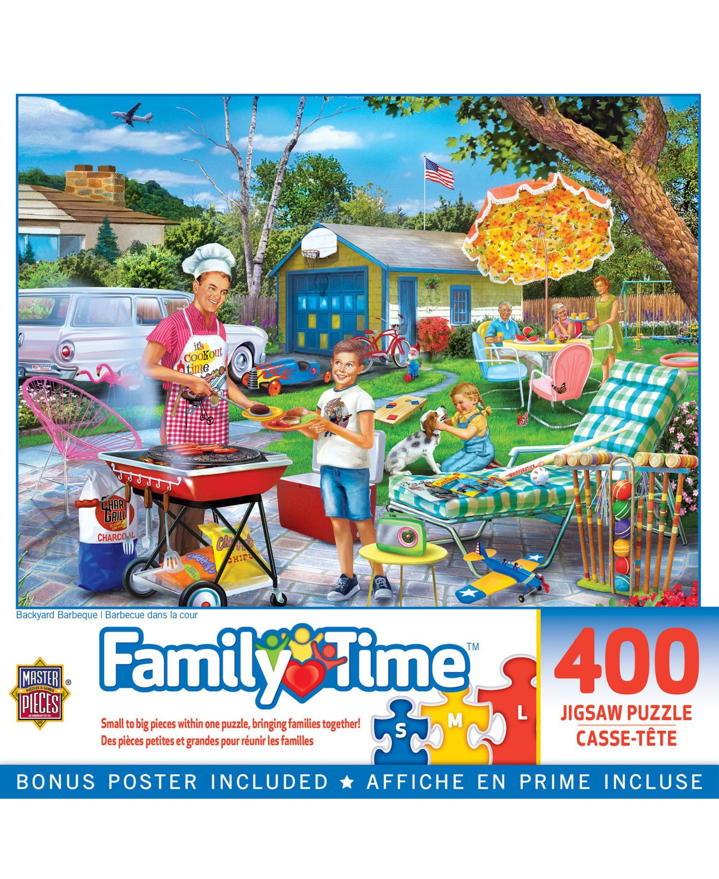 Детский пазл MasterPieces Puzzles Family Time - Backyard Barbeque 400 Piece Oversized Jigsaw Puzzle, от 14 лет — фото 1