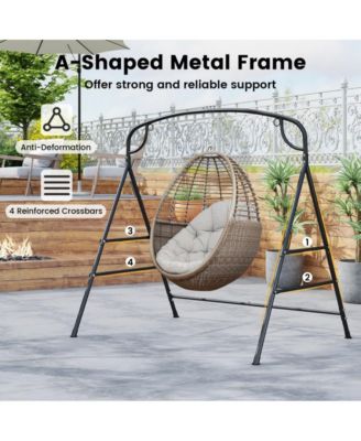 Outdoor Metal Swing Stand with 4 Support Bars and 2 Hanging Ways