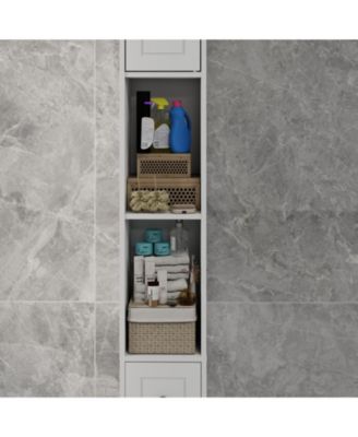 Tall Slim 71" Freestanding Bathroom Cabinet with Drawer, 2 Doors & Adjustable Shelves in White