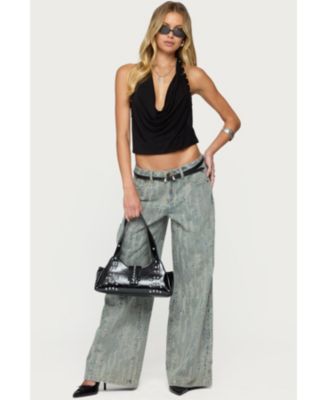 Women's Irina Stud Cowl Neck Halter Top