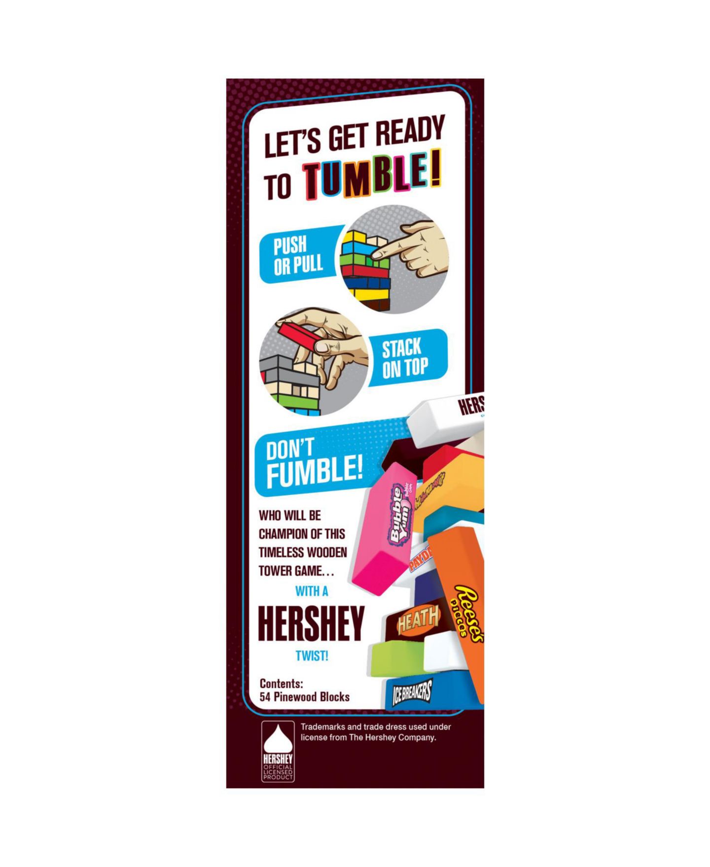 Детские настольные игры MasterPieces Puzzles Hershey Tumble Tower 54 Piece Board Game, Ages 5-7 — фото 2
