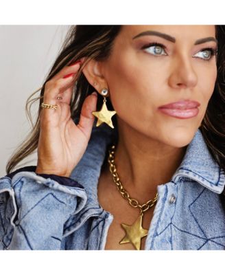 12k Gold Plated Texture Star Earrings