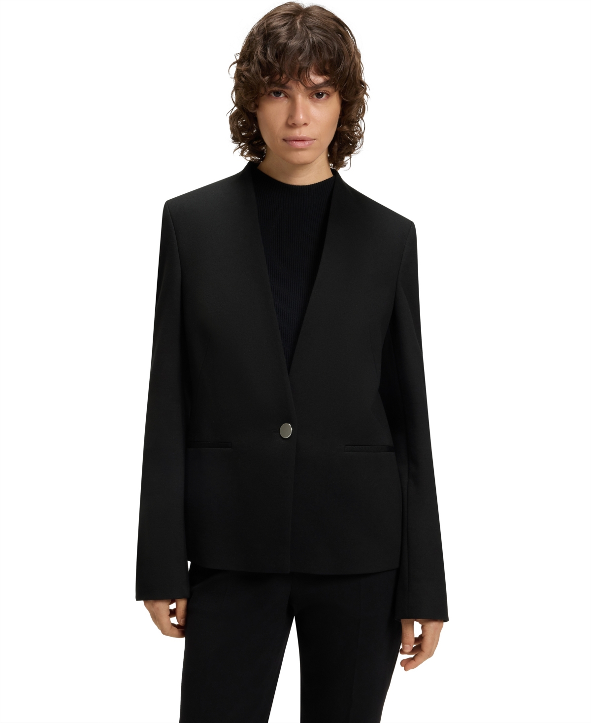 Boss by Hugo Boss Women's Collarless Regular-Fit Jacket - Black