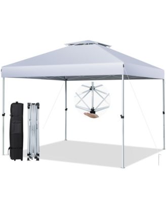 2-Tier 10' x 10' Pop-up Canopy Tent Instant Gazebo Adjustable Carry Bag w/ Wheel