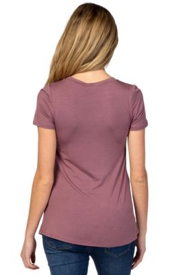 Mauve Layered Wrap Front Maternity Nursing Top